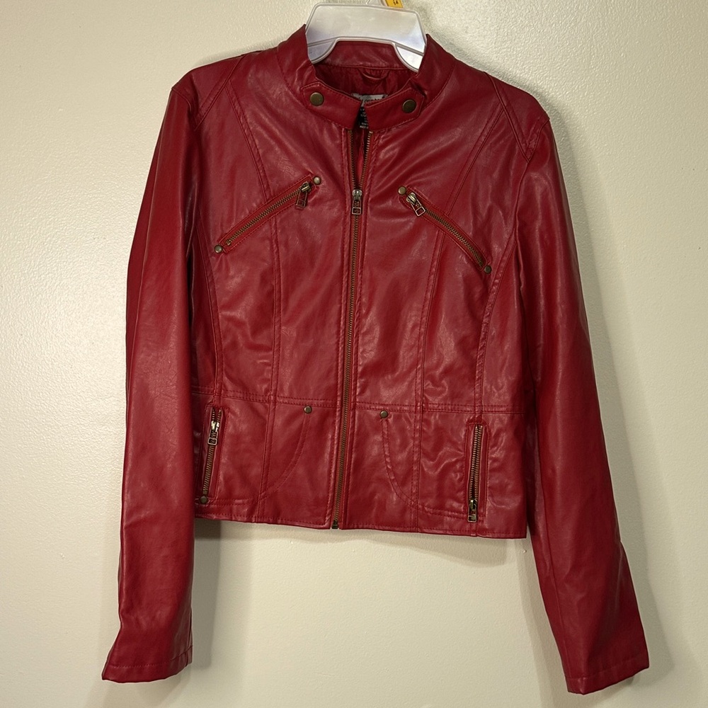 Body Central Vibrant Red Leather Jacket